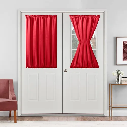 Vista 76 de Hiasan Cortinas francesas para puerta de privacidad, cortina frontal semitransparente con bolsillo para barra para ventana de puerta, 1 panel