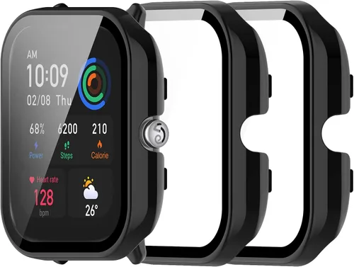 Vista 8 de Funda protectora compatible con Amazfit GTS 4 Mini, protector de pantalla de vidrio templado, cubierta completa para Amazfit GTS4 Mini Smartwatch