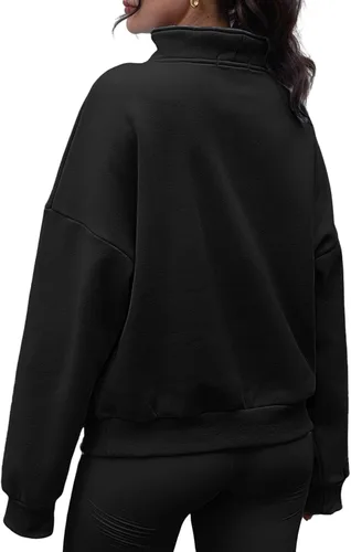 Vista 3 de Trendy Queen Sudaderas con media cremallera, sudaderas con capucha de gran tamaño, suéteres de otoño 2024 Y2K ropa de invierno