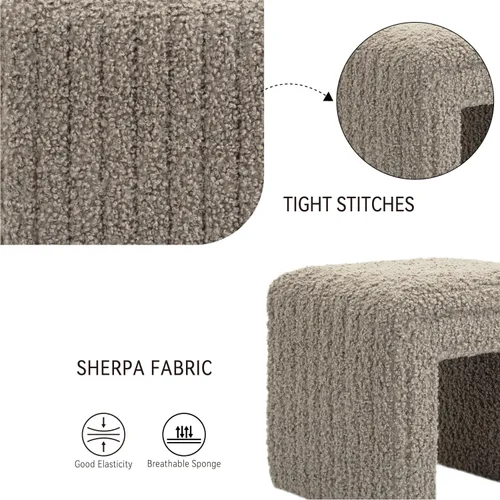 Vista 11 de Get Set Style Taburete de tocador, moderno taburete otomano de terciopelo con patas de madera, sofá banco, reposapiés, asiento adicional
