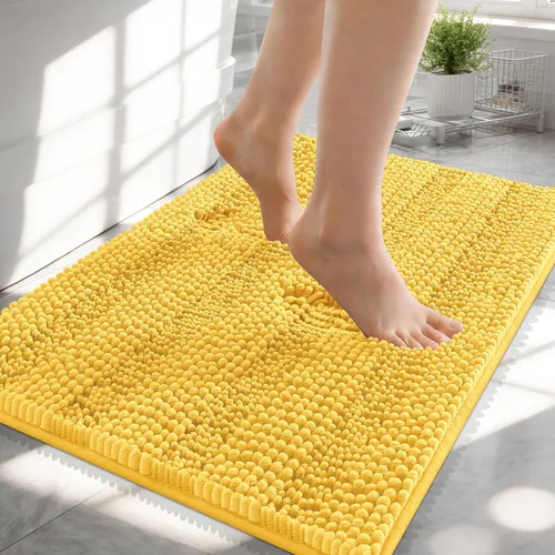 Vista 70 de OLANLY Tapetes de baño gruesos de chenilla a rayas de 30 x 20 pulgadas, extra suaves, absorbentes, con parte trasera de goma, se pueden lavar