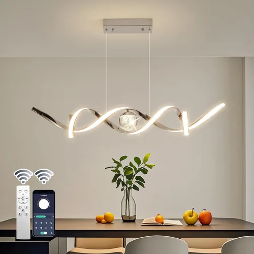 Vista 11 de ORANOOR - Lámparas de araña modernas doradas y negras para comedor, lámpara de araña LED regulable con forma de globo para isla de cocina, lámpara