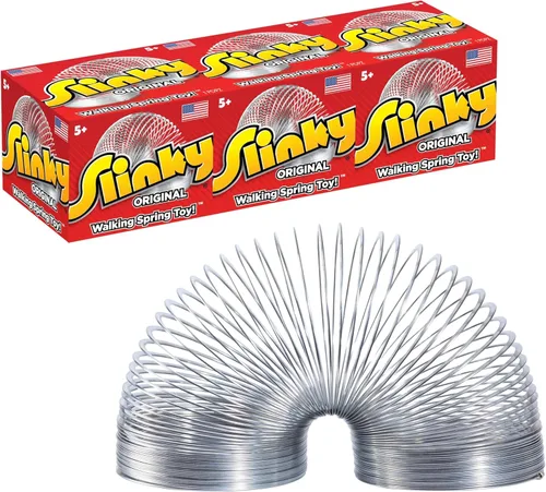 Slinky Juguete original de primavera caminante, paquete de 3 juguetes de metal Slinky, juguetes para ansiedad, recuerdos de fiesta y regalos,