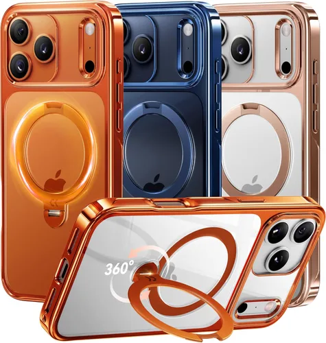 Vista 15 de CASEKOO Funda de titanio para iPhone 14 Pro Max con anillo de soporte magnético giratorio de 360° para MagSafe, protección militar contra caídas