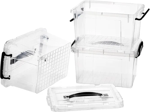 Vista 3 de Nicunom Paquete de 4 cajas de almacenamiento transparentes de 6 cuartos de galón, contenedores de almacenamiento de plástico con tapas, caja