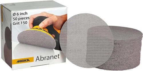 Vista 15 de Mirka Abranet - Discos de lijado orbitales de malla con gancho y bucle, lijado sin polvo, de larga duración y sin obstrucciones, ideal para madera
