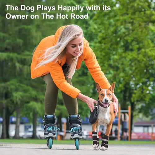 Vista 3 de Zapatos para perros grandes, botas para perros medianos y protectores de patas para el día de invierno, pavimento caliente de verano, impermeable