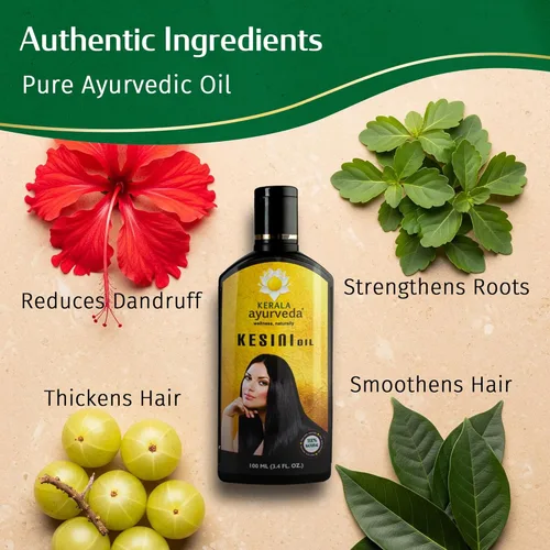 Vista 5 de Kerala Ayurveda Kesini - Aceite para el cabello (3.38 onzas líquidas), mezcla de hierbas con bacopa, hibisco, amla, índigo, ricino y aceite de coco