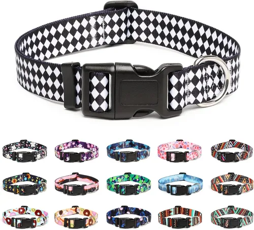 Vista 54 de Mercano - Collar ajustable para perro, patrones de diseño especial, collar de nailon suave cómodo y duradero para perros pequeños, medianos