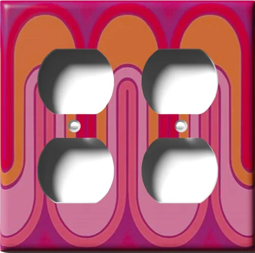 Placa decorativa de salida - Ondas retro rojas - Receptáculo doble dúplex