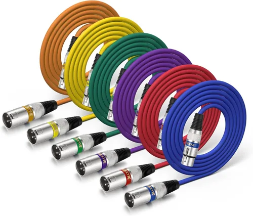 Vista 22 de EBXYA Cable XLR de 2 pies, paquete de 10 unidades, 3 pines, cable de micrófono XLR equilibrado macho a hembra, adecuado para mezclador de audio