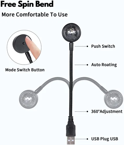 Vista 5 de LuxLumin Luces de techo para automóvil, proyector de estrella USB, luz nocturna, luces interiores ajustables para automóvil, luces LED portátiles
