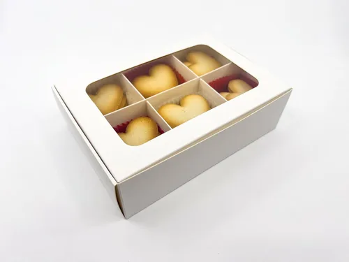 Vista 58 de 10 cajas de golosinas con ventana y divisores 9 compartimentos X-SMALL 5 x 5 x 1.57 pulgadas Cajas de dulces vacías para regalar, caja