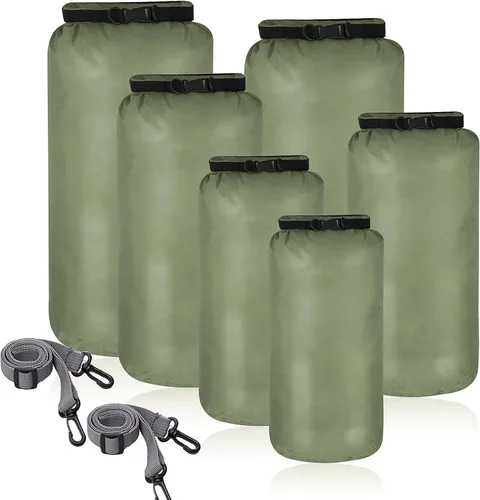 Shappy Juego de 6 bolsas secas impermeables, ligeras, herméticas, con sacos de 20 L, 15 L, 10 L, 8 L, 5 L, 3 L y correa de hombro larga ajustable