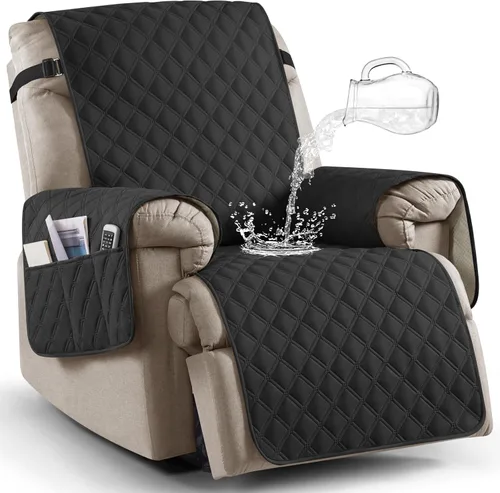 Vista 10 de Ruaozz Funda para silla reclinable 100% impermeable, antideslizante, de gran tamaño, para silla reclinable grande, lavable, con correas elásticas