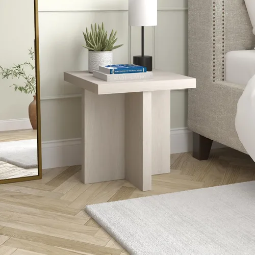 Vista 8 de Henn&Hart - Mesa auxiliar de 22 pulgadas, mesita de noche, mesa auxiliar, color blanco haya