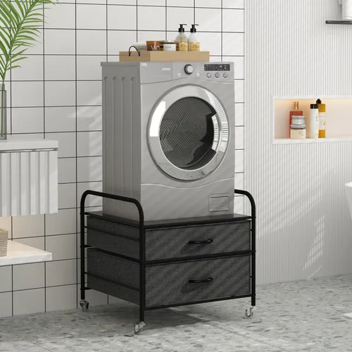 Vista 3 de EazeHome Mini soporte para nevera con almacenamiento, 120 libras BlackMini mesa de nevera, carrito de refrigerador de 2 cajones con ruedas, soporte