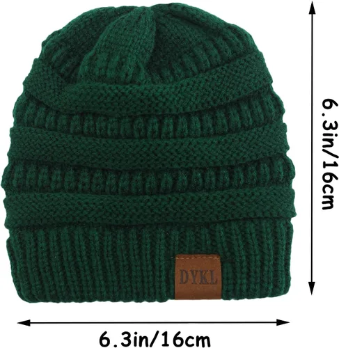 Vista 2 de DYKL Gorros de punto cálidos de invierno para niños y niñas, gorros suaves para bebés y niñas