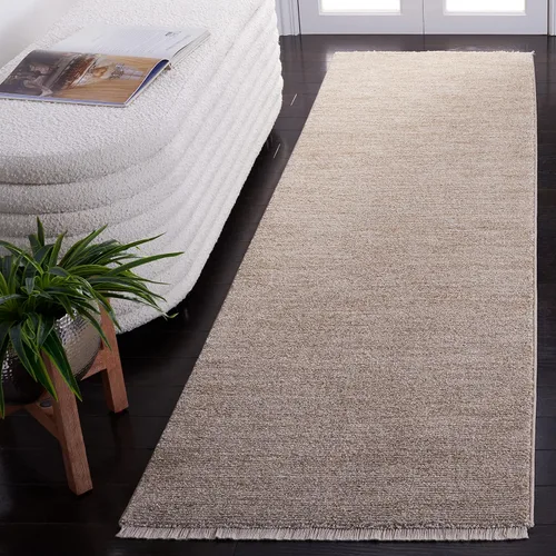 SAFAVIEH Lasa Collection - Alfombra para pasillo, 2 pies 3 pulgadas x 8 pies, color beige, diseño de flecos sólidos, no desprende pelusa y de fácil