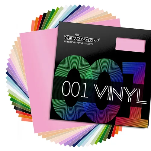 TECKWRAP 001 Vinilo permanente mate de 12 x 12 pulgadas, 21 colores para álbumes de recortes, máquina cortadora de vinilo, trazadores de letreros
