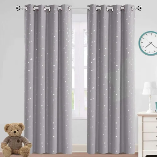 Vista 12 de PrinceDeco Cortinas Opacas para Niños para Dormitorio con Aislamiento Térmico Cortinas de Estrellas Centelleantes Rosas para Niños y Niñas con Parte