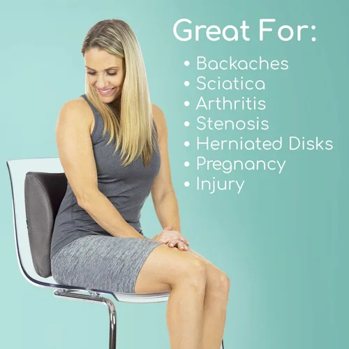 Vista 3 de Almohada para apoyo lumbar de Vive, cojín para respaldo lumbar para silla de oficina, auto, escritorio y computadora, almohadilla terapéutica