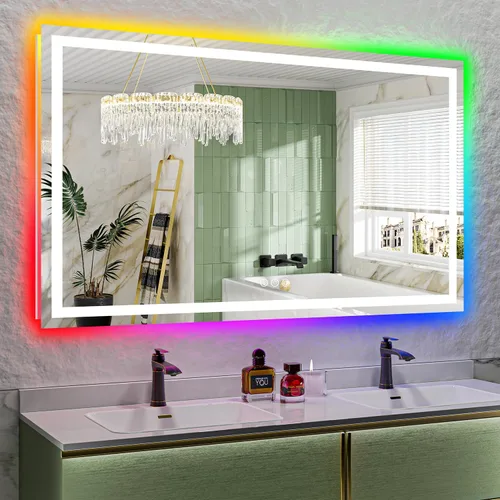 Vista 84 de Espejo de baño LED de 20 x 30 pulgadas con luces delanteras y retroiluminadas, espejo de tocador iluminado para pared de baño con 3