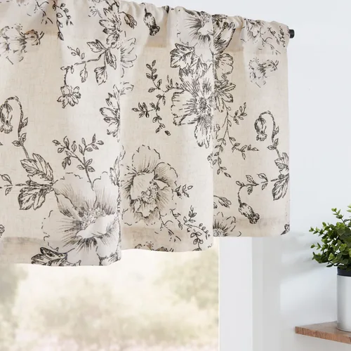 Vista 21 de jinchan - Cenefa de lino con borde de encaje, cenefa rústica de estilo granja para ventana de 16 pulgadas, tratamiento para ventana pequeña