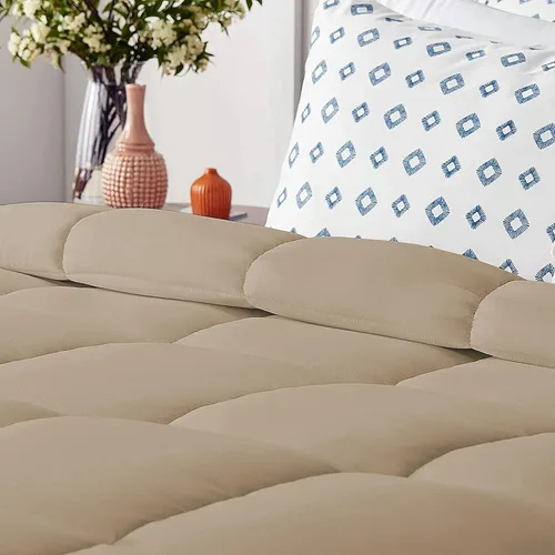 Vista 2 de Edredón reversible de microfibra suave de 200 GSM, color beige, tamaño individual (68 x 88) pulgadas