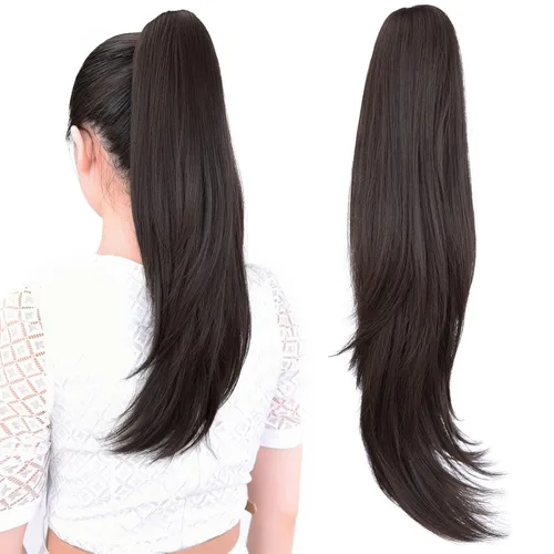 Vista 31 de Extensión de cola de caballo, extensiones de cabello con clip de garra de 12 pulgadas, extensiones de cabello corto rizado, extensión de cola