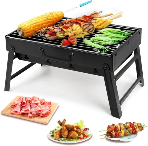 Vista 3 de Barbecue Grill, Charcoal Grill Folding Portable Lightweight Barbecue Grill Tools for Outdoor Grilling Cooking Camping Hiking Picnics Tailgating