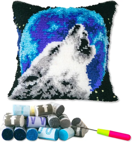 Vista 7 de LAPATAIN Kits de ganchos de pestillo para funda de almohada, funda de cojín con diseño de bandera estadounidense águila y costura, ganchillo