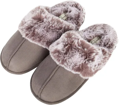 Vista 5 de Jessica Simpson - Pantuflas cómodas de piel sintética para mujer con suela antideslizante y espuma viscoelástica