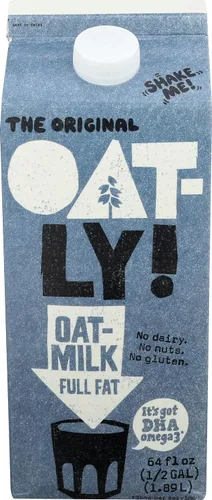 Oatly Leche de Avena Entera, 64 Fl Oz | A base de plantas hecha de avena, alternativa a la leche, vegano, sin OMG, sin gluten, kosher