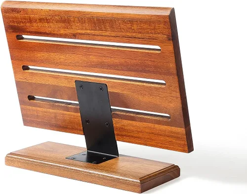 Vista 5 de MITSUMOTO SAKARI Bloque magnético de doble cara para cuchillos, soporte de madera de acacia de 12.5 pulgadas para encimera, soportes de imanes