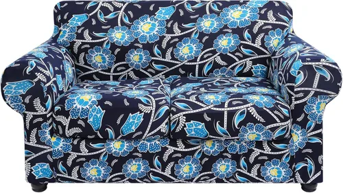 Vista 37 de hyha Funda para sofá, fundas para sofá biplaza, diseño floral, elásticas, estampadas, 3 piezas, fundas para sofá de 2 cojines separados, protector