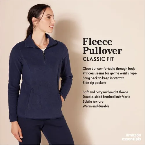 Vista 2 de Tienda Essentials - Chaqueta de tela polar para mujer, manga larga, cremallera de 14, corte clásico sin botones (tallas extragrandes)