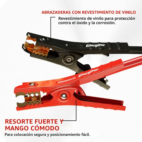 Vista 2 de Energizer Cables de puente para batería de auto, cables de refuerzo automotriz resistentes para arrancar baterías muertas o débiles con bolsa