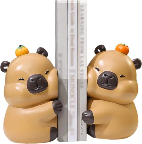 Lindos sujetalibros decorativos de capibara que se abrazan, extremos únicos de libros con temática animal para sostener libros, soporte creativo de