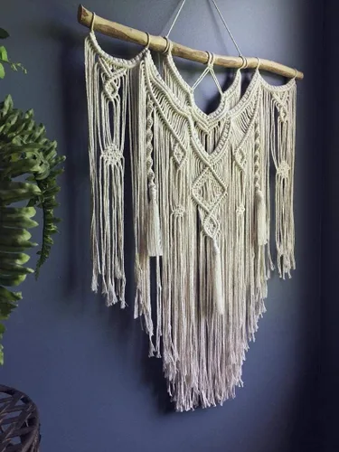 WILD COTTON Fiber Arts Macrame Wall Hanging Art Woven Boho Home Décor, Geometric Beautiful Wall Art for Apartment, Dorm Room Decoration, 23" W x 33"