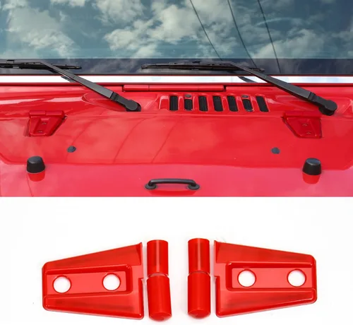 Vista 9 de Kit de moldura de cubierta de bisagra de capó 2 piezas para Jeep Wrangler JK JKU 2007-2018 (verde)