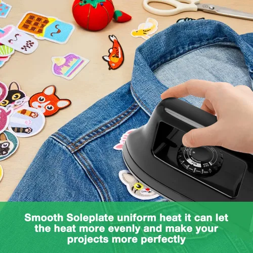 Vista 4 de Mini plancha para manualidades y acolchados, máquina eléctrica de prensa de calor para viajes y hogar para suministros de costura (negro)