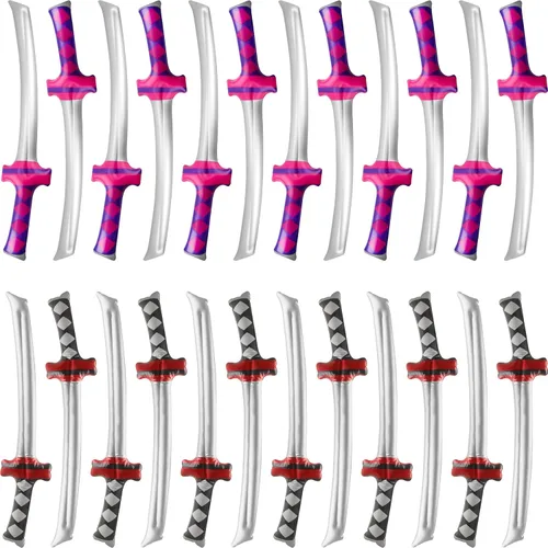 Paquete de 24 espadas inflables ninja inflables, espadas Samurái, Katana, espadas inflables para ninja, cosplay, piscina, suministros de fiesta,