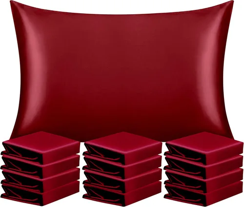 Vista 29 de NTBAY Paquete de 2 fundas de almohada estándar de satén para cabello y piel, lujosas y sedosas fundas de almohada con cierre de sobre, 20 x 26