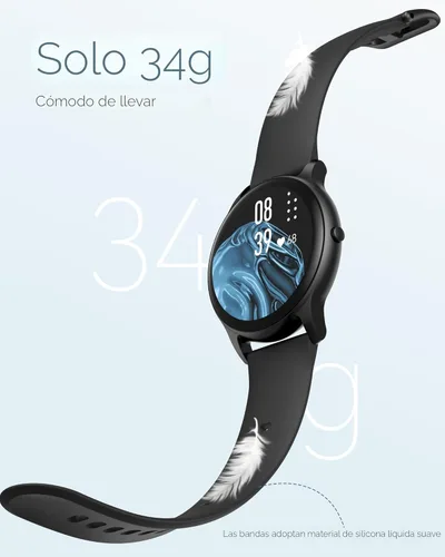 Vista 2 de AGPTEK Reloj inteligente para mujeres y hombres, reloj inteligente impermeable 5ATM para teléfonos Android e iOS, reloj de seguimiento de actividad