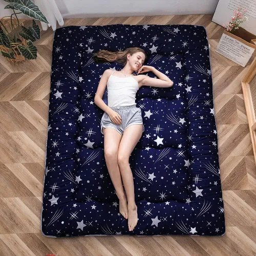 Vista 372 de Colchón futón japonés de piso gris constelación, de piso tatami, portátil, para acampar, para niños, sofá cama plegable enrollable con protector