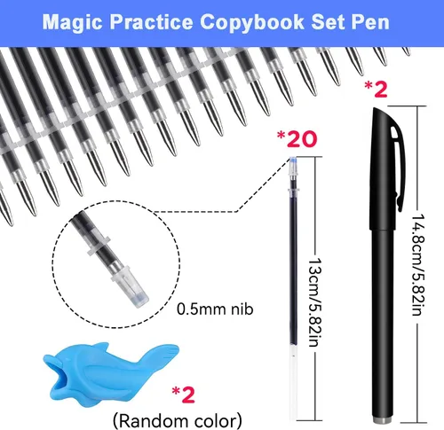 Vista 2 de AALGO Bolígrafos mágicos y recambios para libros de textos mágicos, libro para niños ranurados, bolígrafo de tinta que desaparece para libros