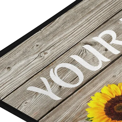 Vista 2 de Tapete de cocina de girasol personalizado, tapete de cocina lavable personalizado para piso, cojín antifatiga, tapete cómodo para decoración