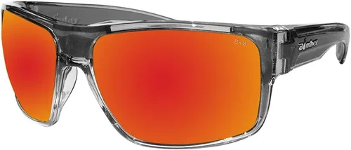 BOMBER MA104RMRF Gafas de sol de seguridad para hombres, marco de cristal de dos tonos ahumado, lente de seguridad de policarbonato rojo espejo,