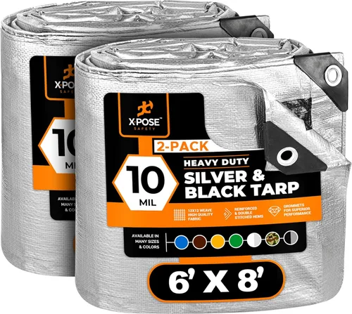 Vista 100 de Lona de Polietileno de Servicio Pesado - 5' X 7' - 10 Mil de Grosor Impermeable, Cubierta Protectora Bloqueadora de UV - Reversible Verde y Negro